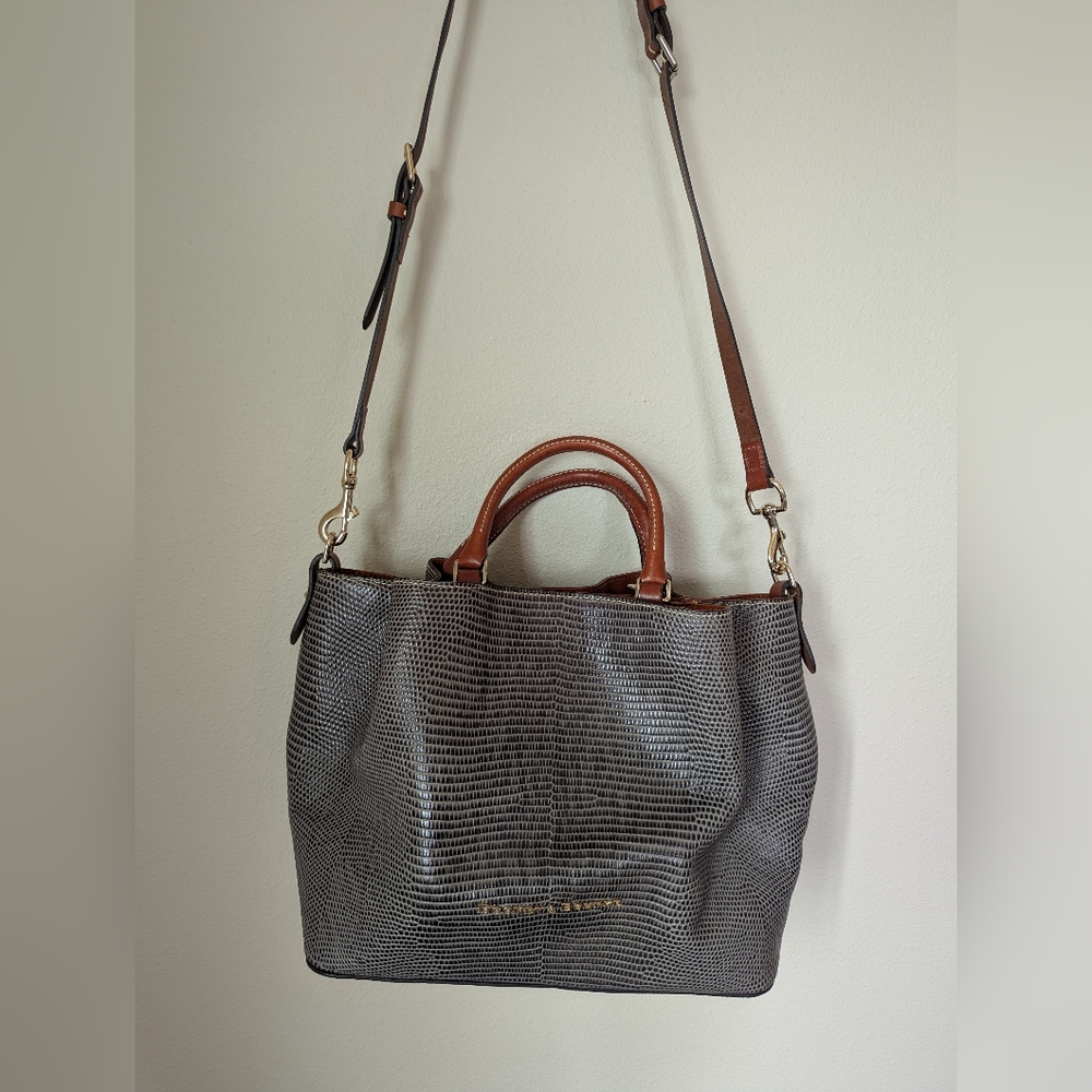 Dooney & Bourke Textured Shoulder Bag in Gray and Brown